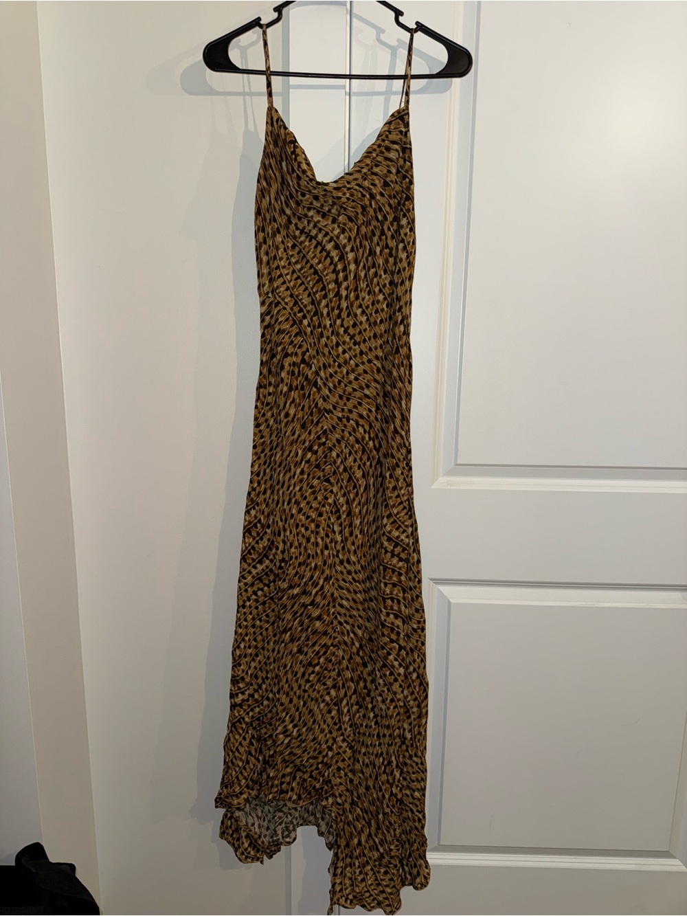 Parker Brown Printed Slip Maxi Dress with Spaghetti Straps